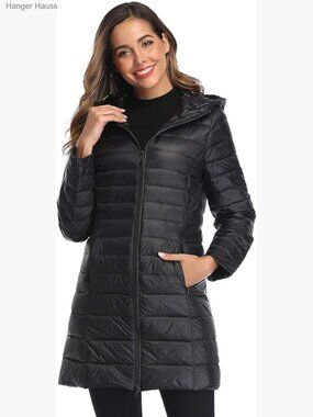 Winter Packable Down Jacket Plus Size Ultralight Long Puffer Hooded Coat